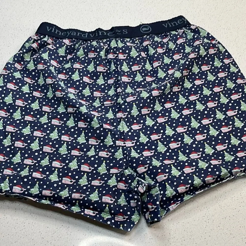 Vineyard Vines Christmas Boxer Shorts Santa Tree Print Size Large Holiday
